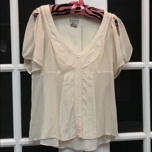 Karen Millen Silk Chiffon Ivory Puff Sleeve Top